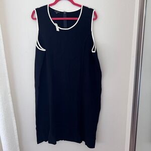Talbots‎ Woman Petites 3XP Black Sleeveless Dress White Trim Career